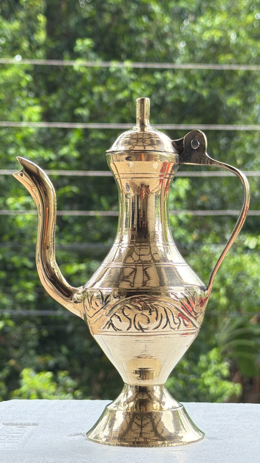 Engraved Brass Kendi (Ewer)