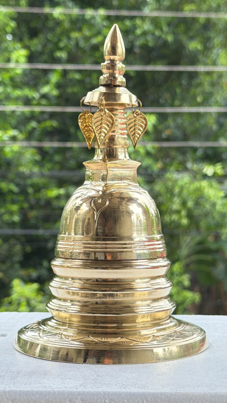 Stupa Finial Bell with Bo Leaves